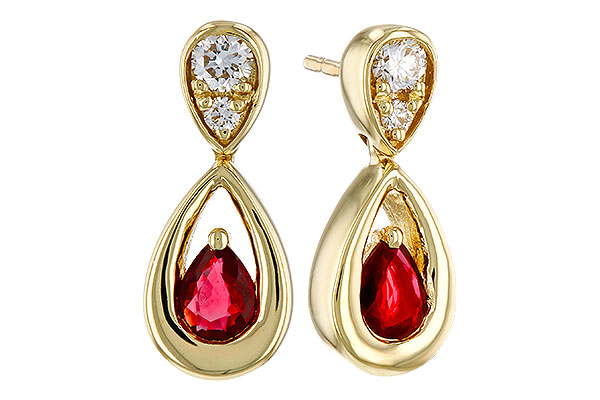 C320-66770: EARRINGS .40 RUBY .52 TGW (4x3 RUBY)